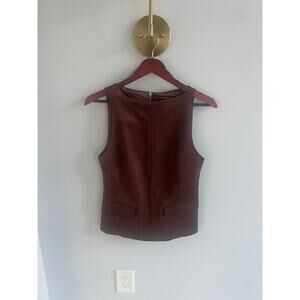 Zara brown suede NWT sleeveless pocket tank suit top